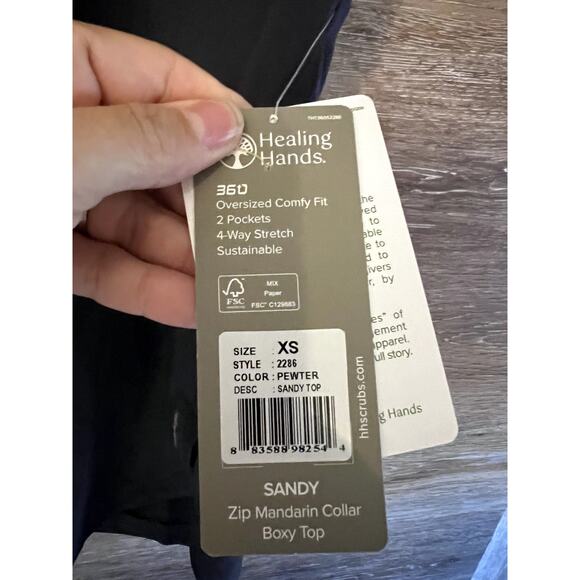 Healing Hands Top size XS Dark gray NEW Short Sleeves Medical Uniform - Picture 2 of 10